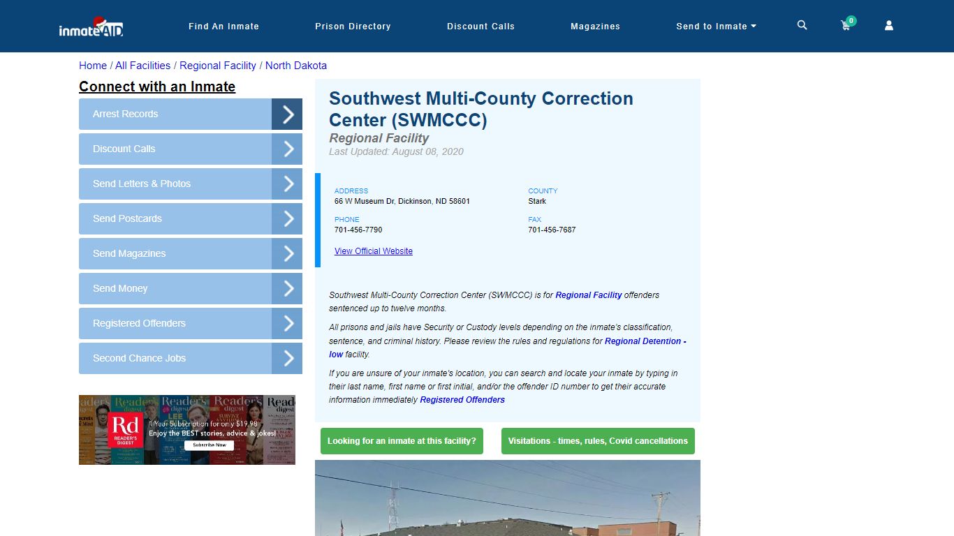 Southwest Multi-County Correction & Inmate Search - Dickinson ND