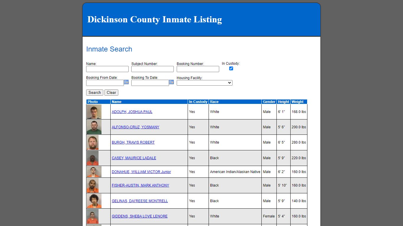 Dickinson County Inmate Listing - dkcokslaw.org
